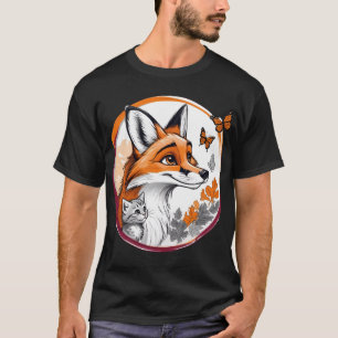 Camiseta Zorro con gatito y mariposas