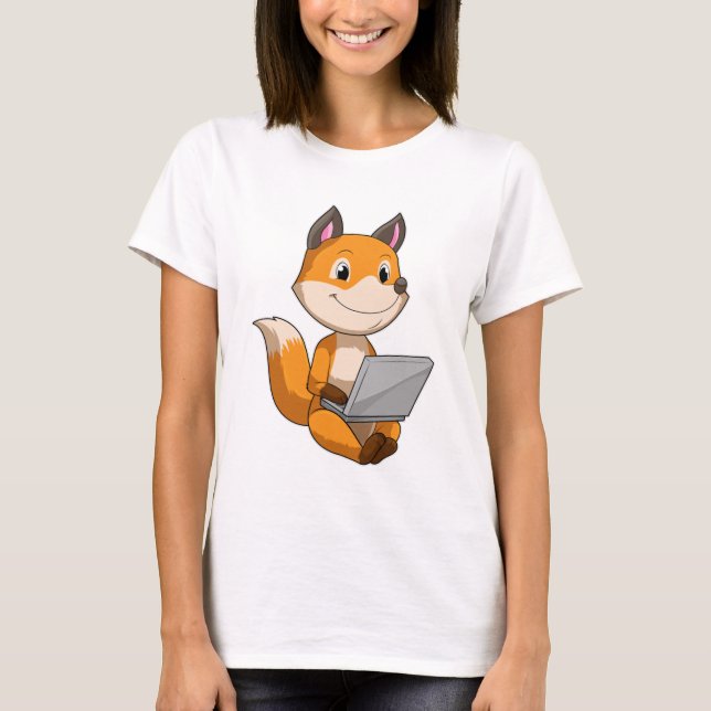 Camiseta Zorro con portátil (Anverso)