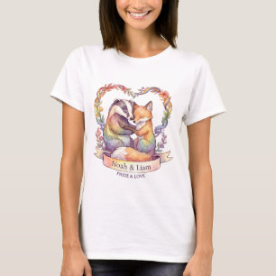 Camiseta Zorro de Acuarela Arcoíris y Orgullo de Tejón Pers