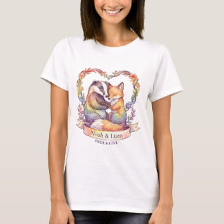 Camiseta Zorro de Acuarela Arcoíris y Orgullo de Tejón Pers