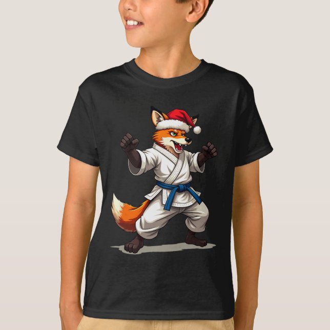 Camiseta Zorro De Animales Gracioso En Uniforme De Karate P (Anverso)