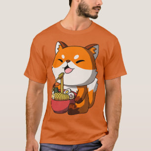 Camiseta Zorro de anime Kawaii fideos asiáticos Ramen japon