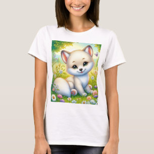 Camiseta Zorro de Bebé Adorable en un prado de flores silve