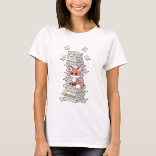 Camiseta Zorro de dibujos animados lindo sentado en una alt