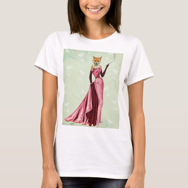 Camiseta Zorro de glamour en rosa 2 (Anverso)