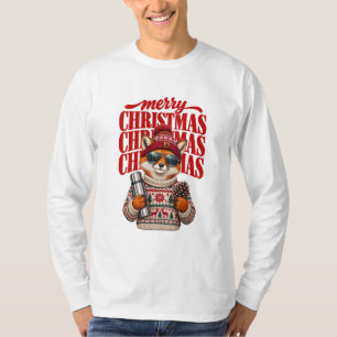 Camiseta Zorro de invierno genial Merry Christmas Gorro roj