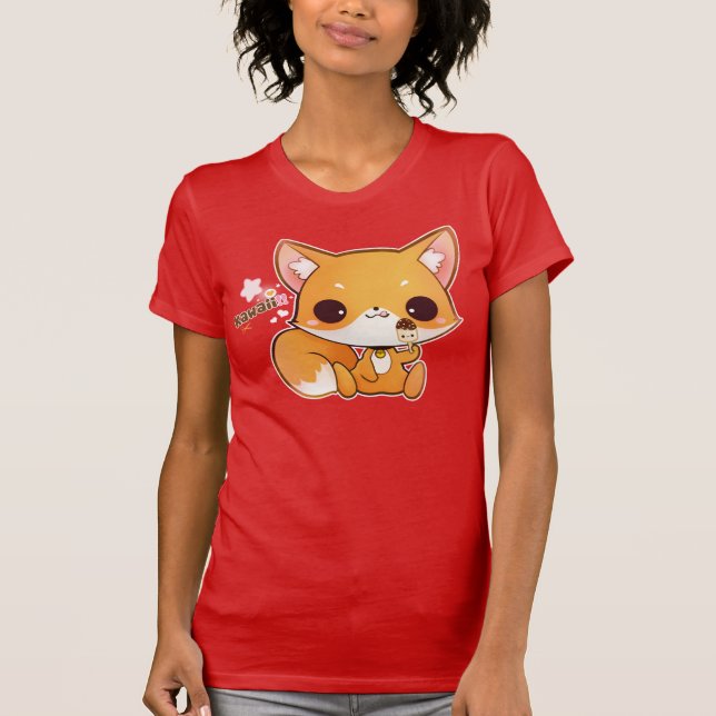 Camiseta Zorro de Kawaii con helado lindo (Anverso)
