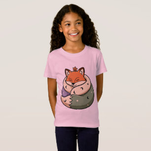 Camiseta Zorro Durmiendo Acogedor con Luna y Estrellas