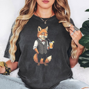 Camiseta Zorro Elegante Con Monóculo Y Cóctel