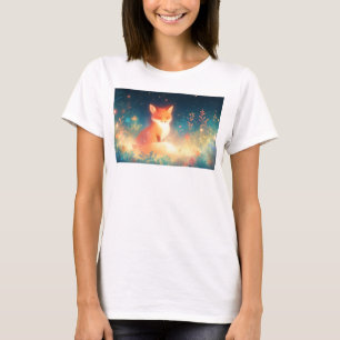 Camiseta Zorro en un Campo de Flores Nocturnas