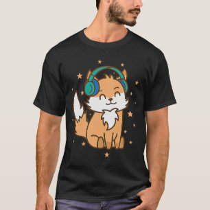Camiseta Zorro escuchando Música Naturaleza Animal Zoológic