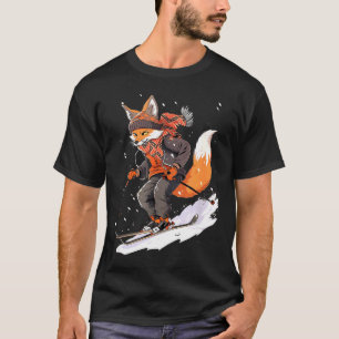 Camiseta Zorro esquiando esquiador esquí invierno nieve 