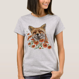 Camiseta zorro feliz con flores
