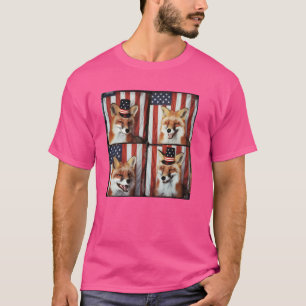 Camiseta Zorro Feliz Patriótico Animal Bandera Americana Zo