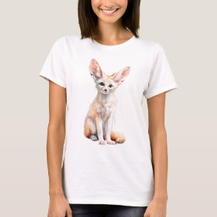 Camiseta Zorro Fennec Acuarela Oreja Grande Mujeres Desiert