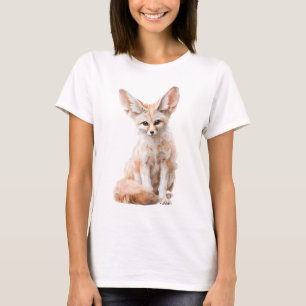 Camiseta Zorro Fennec Acuarela Orejas Grandes Mujeres Desie