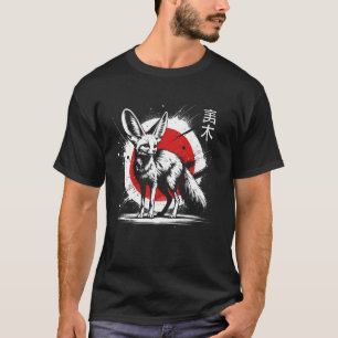 Camiseta Zorro Fennec. Atardecer Animal Sumi-e Genial.