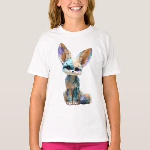 Camiseta Zorro Fennec del Desierto Pintado de Azul Turquesa