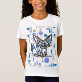 Camiseta Zorro Fennec Genial con Gafas de Sol Azul Geométri