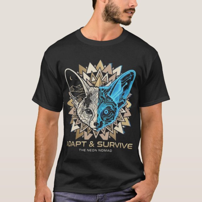 Camiseta Zorro Fennec Geométrico Cyberpunk (Anverso)