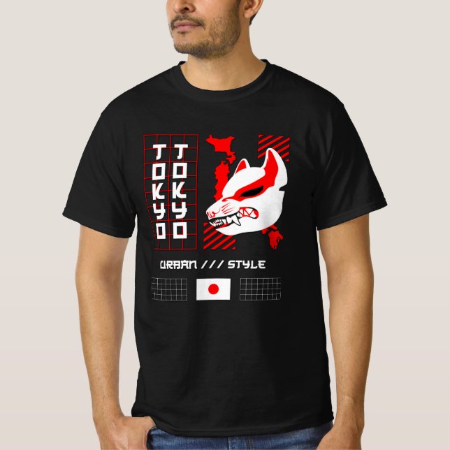 Camiseta Zorro Kitsune Ciudad de Tokio (Anverso)