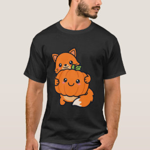 Camiseta Zorro Lindo Abrazando Calabaza Halloween