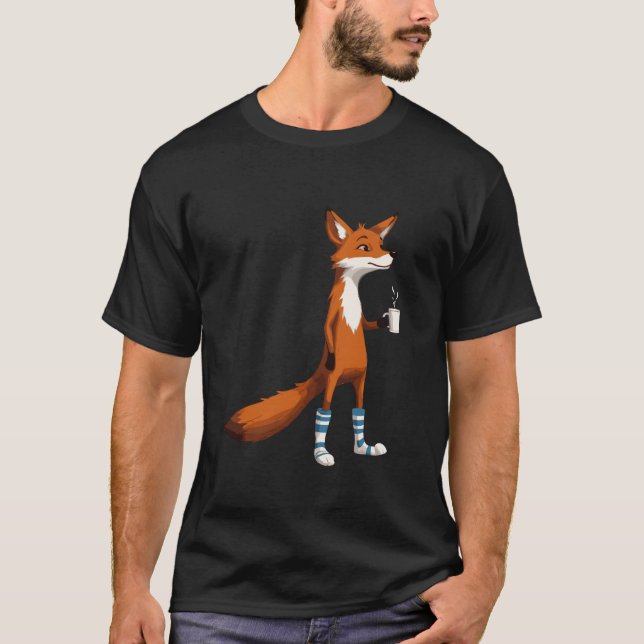 Camiseta Zorro lindo con café Mug dulce amante de los anima (Anverso)