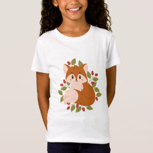 Camiseta zorro lindo con flores