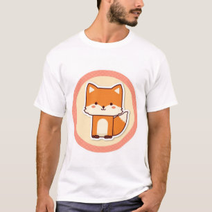 Camiseta Zorro naranja Kawaii lindo con círculo de lunares 