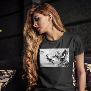Camiseta Zorro Rojo Acuarela en Blanco y Negro 01