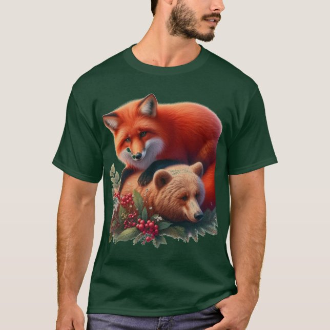 Camiseta Zorro rojo y cubo de oso (Anverso)