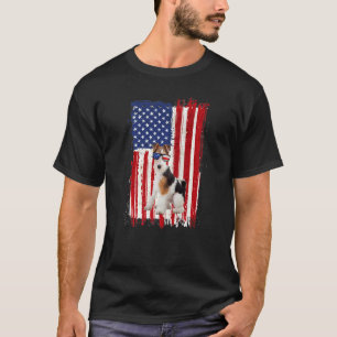 Camiseta Zorro Terrier Perro Bandera Estadounidense Patriót