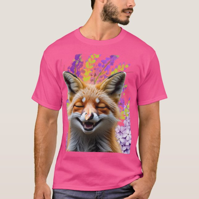 Camiseta Zorro tierno entre flores (Anverso)