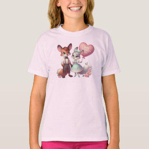 Camiseta Zorros de dibujos animados lindos día de San Valen