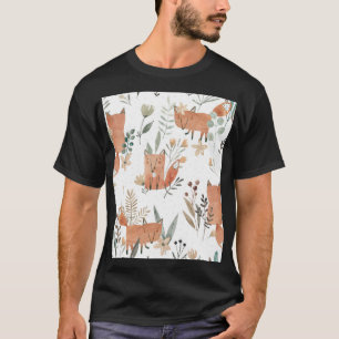 Camiseta zorros en praderas: sin foco acuarela