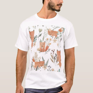 Camiseta zorros en praderas: sin foco acuarela