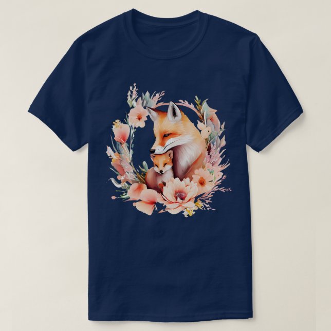 Camiseta Zorros y flores (Diseño del anverso)