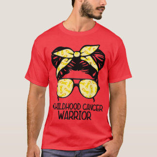 Camiseta ZqxJ Messy Bun Cinta Amarilla Cáncer de Niños
