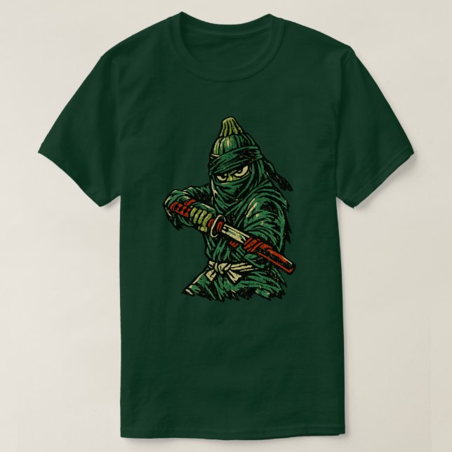Camiseta Zucchini Shadow Strike — Lucha de Ninja Retro Vint (Diseño del anverso)