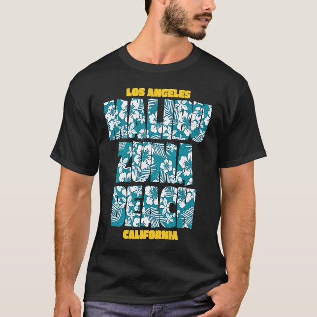 Camiseta Zuma Beach Malibu Los Angeles California Tropical (Anverso)
