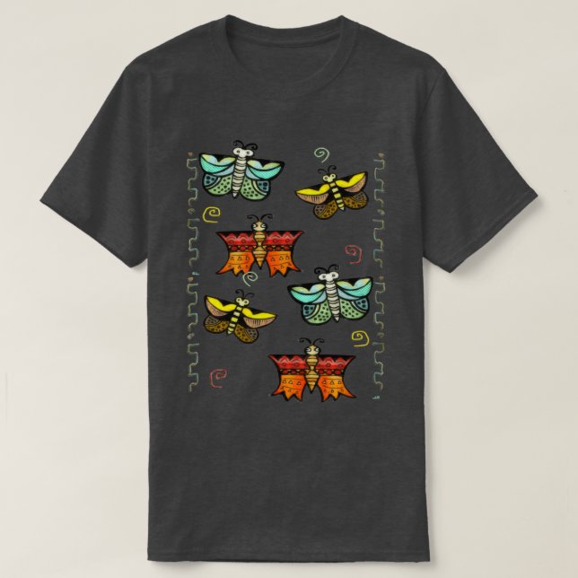 Camiseta Zuni Butterfly Folk Art (Diseño del anverso)