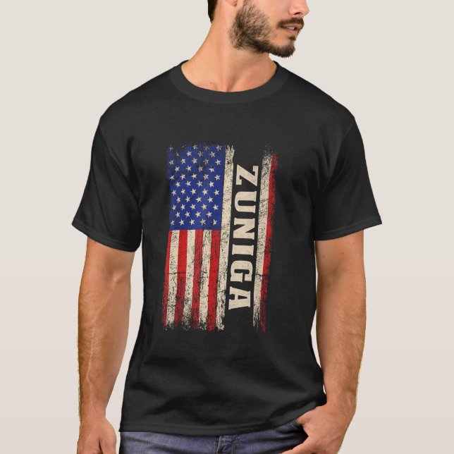 Camiseta ZUNIGA Last Name Shirt ZUNIGA Name American Flag (Anverso)