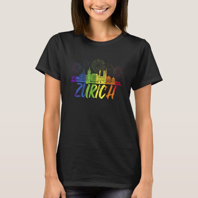 Camiseta Zurich Pride Skyline  Pride Parade Zurich (Anverso)
