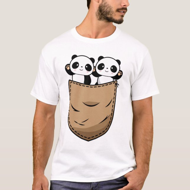 Camiseta Zwei Panda Babys en Hemdtasche (Anverso)