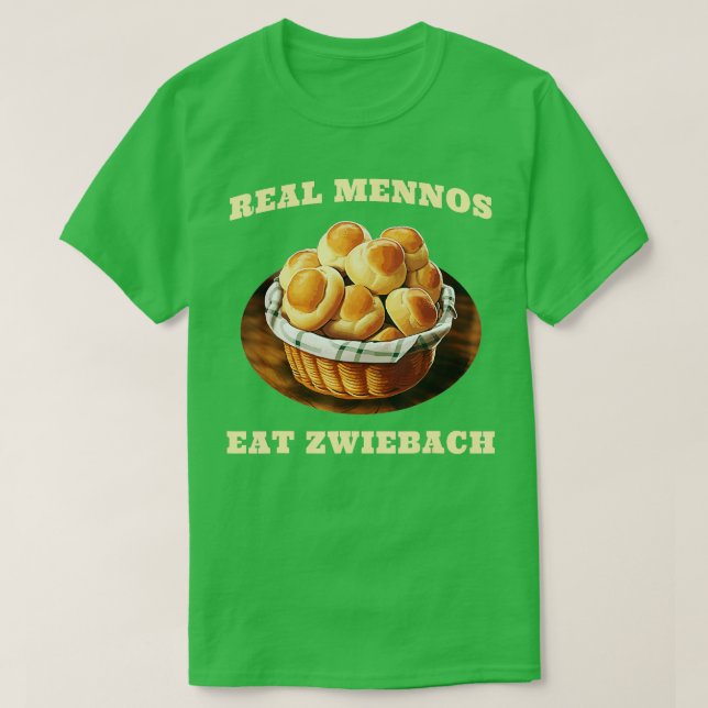 Camiseta Zwiebach Mennonite Bun Rollo Pan Baking Zwieback (Diseño del anverso)