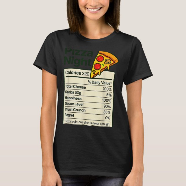 Camiseta Zza Lover Night Funny Nutrition Facts Costume For  (Anverso)