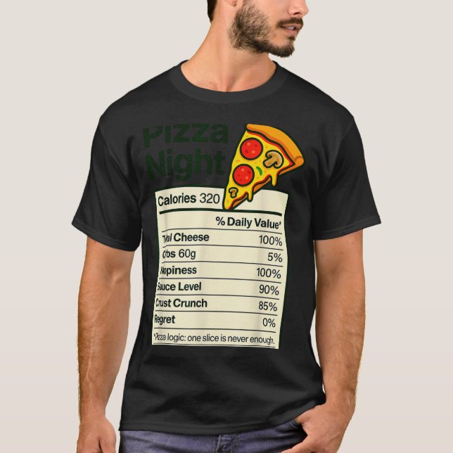 Camiseta Zza Lover Night Funny Nutrition Facts Costume For  (Anverso)