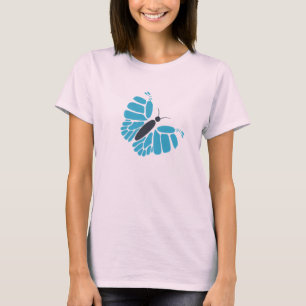 Camisetas abstractas de mariposa volando azules y
