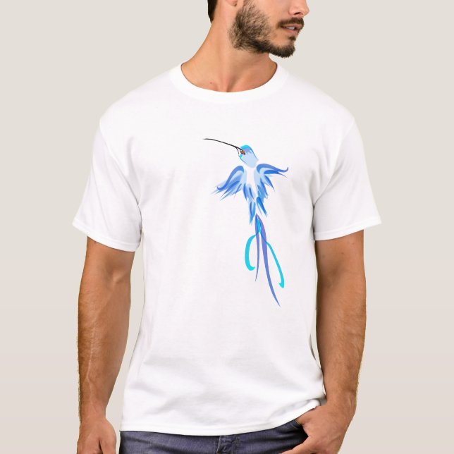 Camisetas azul suave del pájaro del tarareo (Anverso)