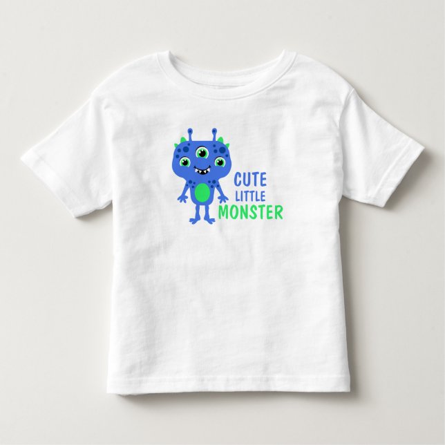 Camisetas Azules Verdes Divertidas para Niños Mons (Anverso)